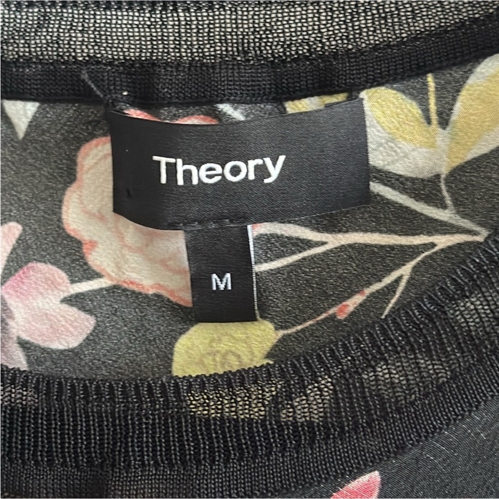 Theory Silk Combo Floral Dress Size Medium - Picture 10 of 12